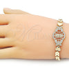 Pulsera Elegante 03.283.0408.07 Oro Laminado, Diseño de Guadalupe y Mariposa, con Blanca Zirconia Cubica, Pulido, Tono Dorado (06 MM Thickness, 8 Inches Length)