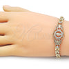 Pulsera Elegante 03.283.0409.07 Oro Laminado, Diseño de Guadalupe y Mariposa, con Blanca Zirconia Cubica, Pulido, Tono Dorado (06 MM Thickness, 7 Inches Length)