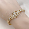 Pulsera Elegante 03.283.0409.07 Oro Laminado, Diseño de Guadalupe y Mariposa, con Blanca Zirconia Cubica, Pulido, Tono Dorado (06 MM Thickness, 7 Inches Length)