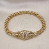 Pulsera Elegante 03.283.0409.07 Oro Laminado, Diseño de Guadalupe y Mariposa, con Blanca Zirconia Cubica, Pulido, Tono Dorado (06 MM Thickness, 7 Inches Length)