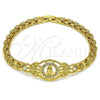Pulsera Elegante 03.283.0409.07 Oro Laminado, Diseño de Guadalupe y Mariposa, con Blanca Zirconia Cubica, Pulido, Tono Dorado (06 MM Thickness, 7 Inches Length)