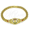 Pulsera Elegante 03.283.0409.1.07 Oro Laminado, Diseño de Guadalupe y Mariposa, con Granate Cristal and Multicolor Zirconia Cubica, Pulido, Tono Dorado (06 MM Thickness, 7 Inches Length)