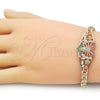 Pulsera Elegante 03.283.0410.1.07 Oro Laminado, Diseño de Guadalupe y Corazón, con Blanca Zirconia Cubica, Pulido, Tono Dorado (06 MM Thickness, 7 Inches Length)