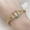 Pulsera Elegante 03.283.0410.1.07 Oro Laminado, Diseño de Guadalupe y Corazón, con Blanca Zirconia Cubica, Pulido, Tono Dorado (06 MM Thickness, 7 Inches Length)