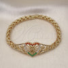 Pulsera Elegante 03.283.0410.1.07 Oro Laminado, Diseño de Guadalupe y Corazón, con Blanca Zirconia Cubica, Pulido, Tono Dorado (06 MM Thickness, 7 Inches Length)