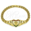 Pulsera Elegante 03.283.0410.1.07 Oro Laminado, Diseño de Guadalupe y Corazón, con Blanca Zirconia Cubica, Pulido, Tono Dorado (06 MM Thickness, 7 Inches Length)
