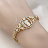 Pulsera Elegante 03.283.0412.07 Oro Laminado, Diseño de San Judas y Mariposa, con Blanca Zirconia Cubica, Pulido, Tono Dorado (06 MM Thickness, 7 Inches Length)