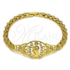 Pulsera Elegante 03.283.0412.07 Oro Laminado, Diseño de San Judas y Mariposa, con Blanca Zirconia Cubica, Pulido, Tono Dorado (06 MM Thickness, 7 Inches Length)