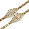 Pulsera Elegante 03.283.0412.07 Oro Laminado, Diseño de San Judas y Mariposa, con Blanca Zirconia Cubica, Pulido, Tono Dorado (06 MM Thickness, 7 Inches Length)