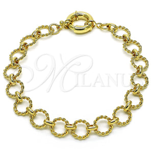 Tobillera Elegante 03.415.0006.10 Oro Laminado, Diseño de Rolo y Torcido, Pulido, Tono Dorado (12 MM Thickness, 10 Inches Length)