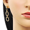 Arete Largo 02.415.0003 Oro Laminado, Diseño de Rolo y Torcido, Pulido, Tono Dorado