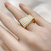 Anillo Elegante 01.60.0011 Oro Laminado, Diseño de Torcido, Diamantado, Tono Dorado (One size fits all)