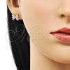 Arete Dormilona 02.195.0288 Oro Laminado, Diseño de Arco, con Blanca Micro Pave, Pulido, Tono Dorado
