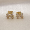 Arete Dormilona 02.195.0288 Oro Laminado, Diseño de Arco, con Blanca Micro Pave, Pulido, Tono Dorado