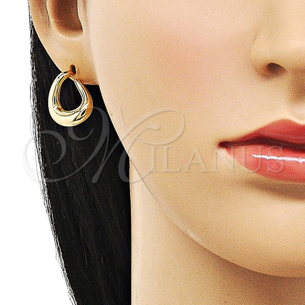 Arete Dormilona 02.195.0289 Oro Laminado, Diseño de Gota, Pulido, Tono Dorado