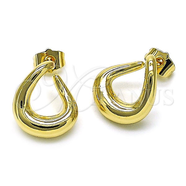 Arete Dormilona 02.195.0289 Oro Laminado, Diseño de Gota, Pulido, Tono Dorado