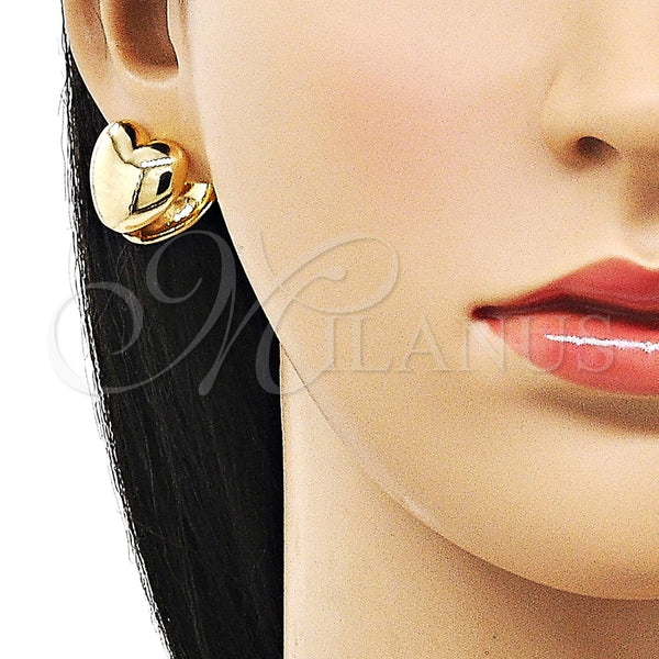 Argolla Huggie 02.163.0332.15 Oro Laminado, Diseño de Corazón, Pulido, Tono Dorado