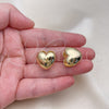 Argolla Huggie 02.163.0332.15 Oro Laminado, Diseño de Corazón, Pulido, Tono Dorado