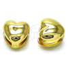 Argolla Huggie 02.163.0332.15 Oro Laminado, Diseño de Corazón, Pulido, Tono Dorado