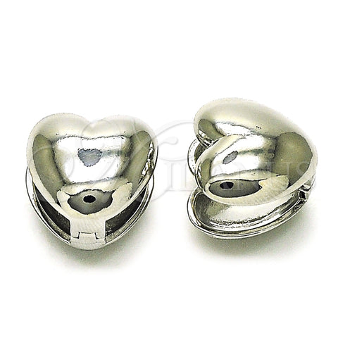 Argolla Huggie 02.163.0332.1.15 Rodio Laminado, Diseño de Corazón, Pulido, Rodinado