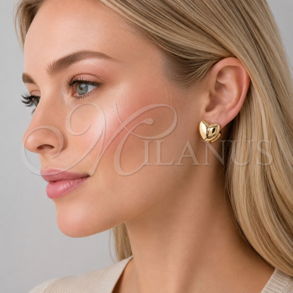 Argolla Huggie 02.163.0333.13 Oro Laminado, Diseño de Corazón, Pulido, Tono Dorado