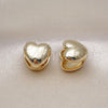 Argolla Huggie 02.163.0333.13 Oro Laminado, Diseño de Corazón, Pulido, Tono Dorado