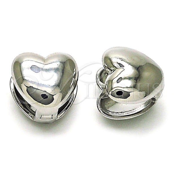 Argolla Huggie 02.163.0333.1.13 Rodio Laminado, Diseño de Corazón, Pulido, Rodinado