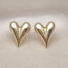 Arete Dormilona 02.163.0334 Oro Laminado, Diseño de Corazón y Hueco, Pulido, Tono Dorado