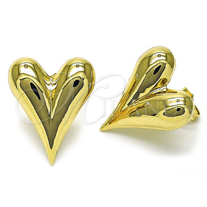 Arete Dormilona 02.163.0334 Oro Laminado, Diseño de Corazón y Hueco, Pulido, Tono Dorado