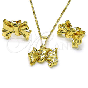 Juego de Arete y Dije de Adulto 10.163.0019 Oro Laminado, Diseño de Arco, Pulido, Tono Dorado