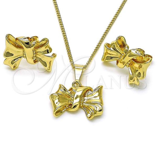 Juego de Arete y Dije de Adulto 10.163.0019 Oro Laminado, Diseño de Arco, Pulido, Tono Dorado