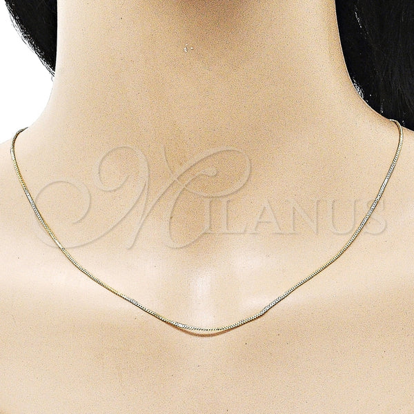 Gargantilla Basica 04.213.0330.18 Oro Laminado, Diseño de Box, Pulido, Tono Dorado (01 MM Thickness, 18 Inches Length)