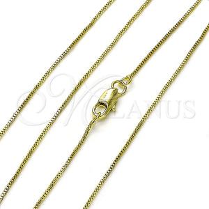 Gargantilla Basica 04.213.0330.18 Oro Laminado, Diseño de Box, Pulido, Tono Dorado (01 MM Thickness, 18 Inches Length)