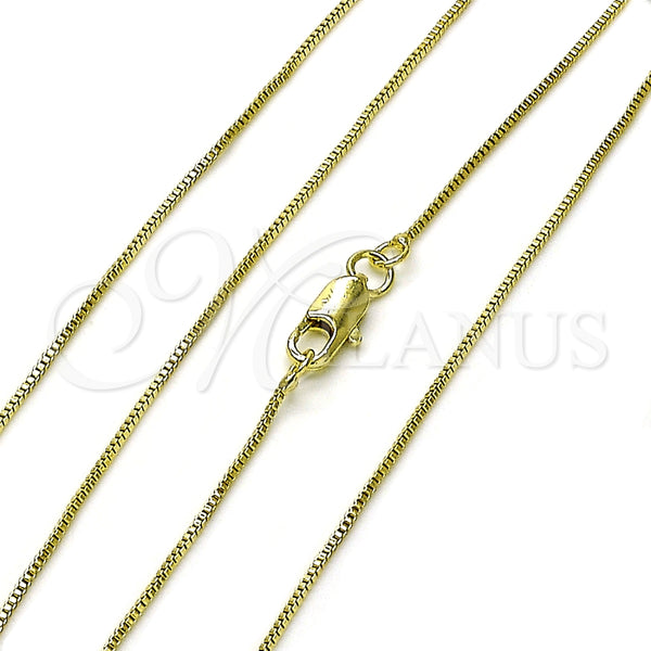 Gargantilla Basica 04.213.0330.18 Oro Laminado, Diseño de Box, Pulido, Tono Dorado (01 MM Thickness, 18 Inches Length)
