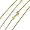Gargantilla Basica 04.213.0331.18 Oro Laminado, Diseño de Box, Pulido, Tono Dorado (01 MM Thickness, 18 Inches Length)