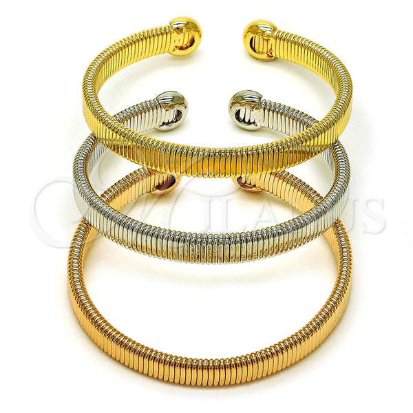 Aro Trio 07.170.0032 Oro Laminado, Diseño de Torcido, Pulido, Tres Tonos (Grosor 07 MM, Talla Unica)