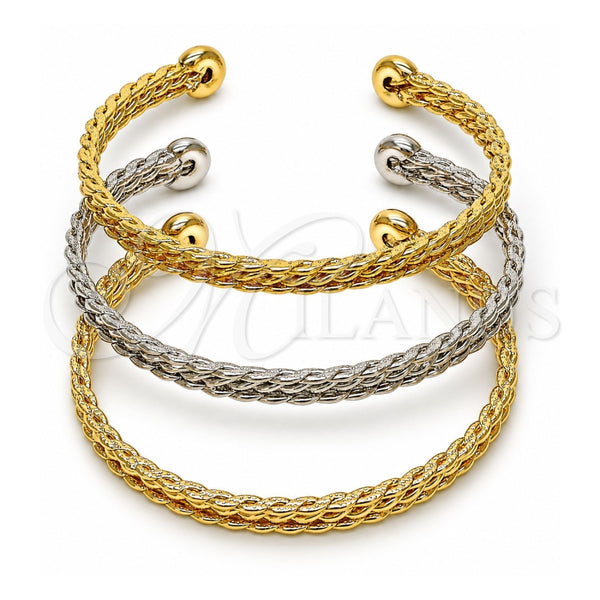 Aro Trio 07.170.0033 Oro Laminado, Diseño de Torcido, Pulido, Tres Tonos (Grosor 05 MM, Talla Unica)