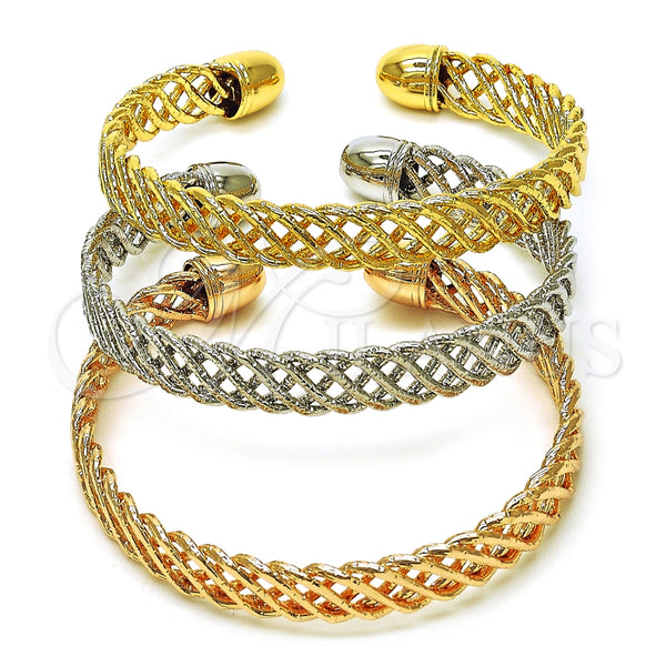 Aro Trio 07.170.0035 Oro Laminado, Diseño de Torcido, Diamantado, Tres Tonos (09 MM Thickness, One size fits all)