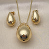 Juego de Arete y Dije de Adulto 10.163.0023 Oro Laminado, Diseño de Gota y Hueco, Pulido, Tono Dorado