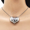 Collares con Dije 04.341.0114.20 Rodio Laminado, Diseño de Corazón y Hueco, Pulido, Rodinado (Grosor 02 MM, 18 Pulgadas de Largo)