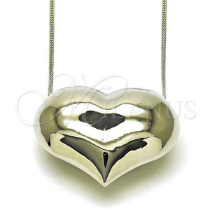 Collares con Dije 04.341.0114.20 Rodio Laminado, Diseño de Corazón y Hueco, Pulido, Rodinado (Grosor 02 MM, 18 Pulgadas de Largo)