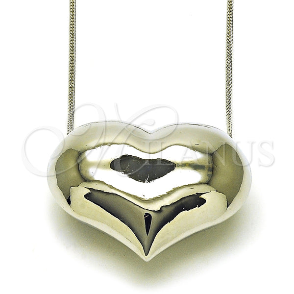 Collares con Dije 04.341.0114.20 Rodio Laminado, Diseño de Corazón y Hueco, Pulido, Rodinado (Grosor 02 MM, 18 Pulgadas de Largo)