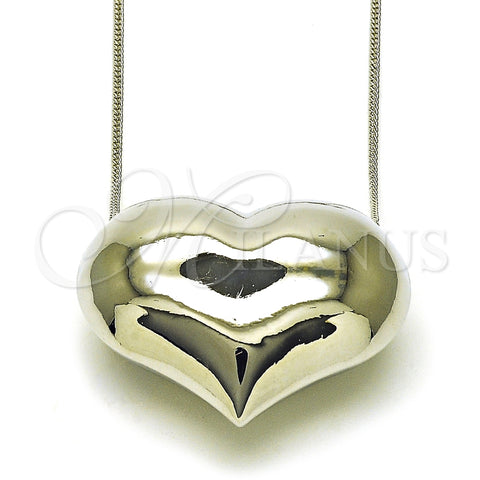 Collares con Dije 04.341.0114.20 Rodio Laminado, Diseño de Corazón y Hueco, Pulido, Rodinado (Grosor 02 MM, 18 Pulgadas de Largo)