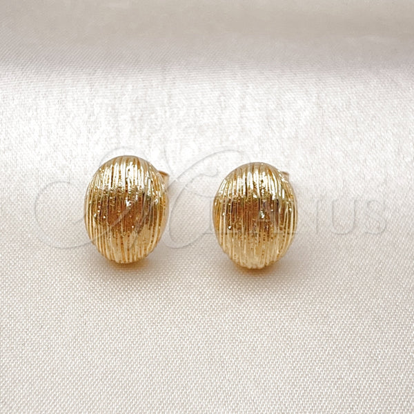 Arete Dormilona 02.342.0347 Oro Laminado, Diseño de Bola, Diamantado, Tono Dorado