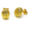 Arete Dormilona 02.342.0347 Oro Laminado, Diseño de Bola, Diamantado, Tono Dorado