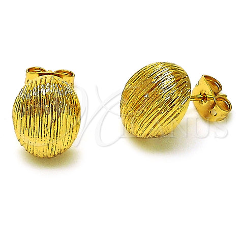 Arete Dormilona 02.342.0347 Oro Laminado, Diseño de Bola, Diamantado, Tono Dorado