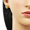 Arete Dormilona 02.342.0350 Oro Laminado, Diseño de Corazón, Pulido, Tono Dorado
