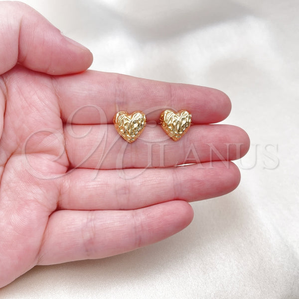 Arete Dormilona 02.342.0350 Oro Laminado, Diseño de Corazón, Pulido, Tono Dorado