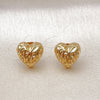 Arete Dormilona 02.342.0350 Oro Laminado, Diseño de Corazón, Pulido, Tono Dorado