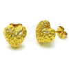 Arete Dormilona 02.342.0350 Oro Laminado, Diseño de Corazón, Pulido, Tono Dorado